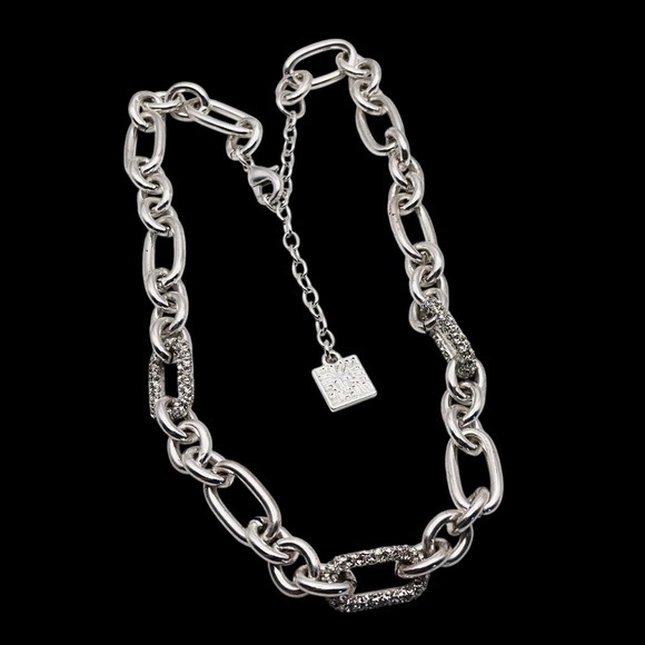 Beautiful Anne Klein Silver Plated and Pave Rhinestone Link Necklace - Picture 6 of 16